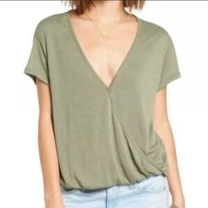 Free People Surplice Draped Deep V Neck Hoffman Top